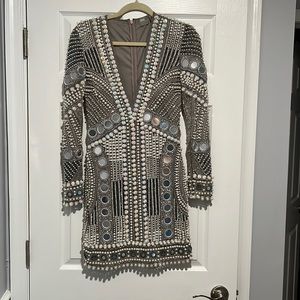 Beaded long sleeve dress